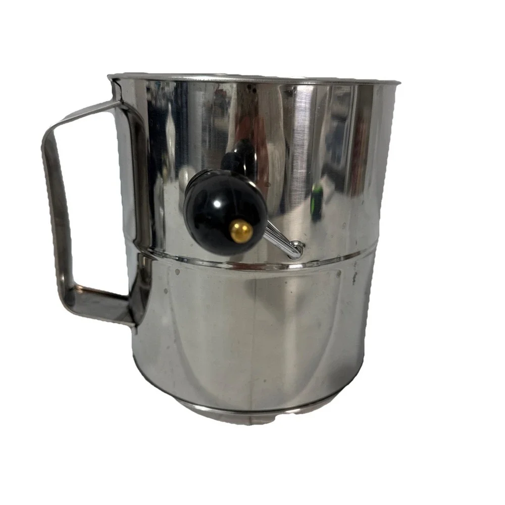 Flour Sifter 8 Cup Stainless‎ Steel Rotary Hand Crank New!